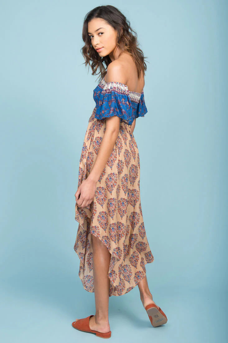 Brooke Off The Shoulder Maxi Romper Tan