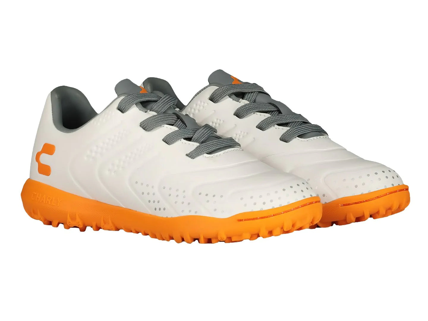 Tenis de Fútbol Charly Blanco y Naranja para Niño