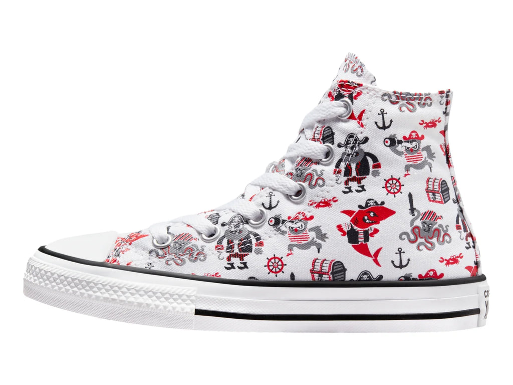 Tenis Converse Chuck Taylor All Star Hi Blanco y Rojo para Niño