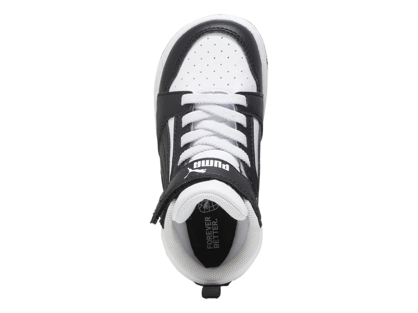 Tenis PUMA Rebound V6 Mid Blanco y Negro para Niño