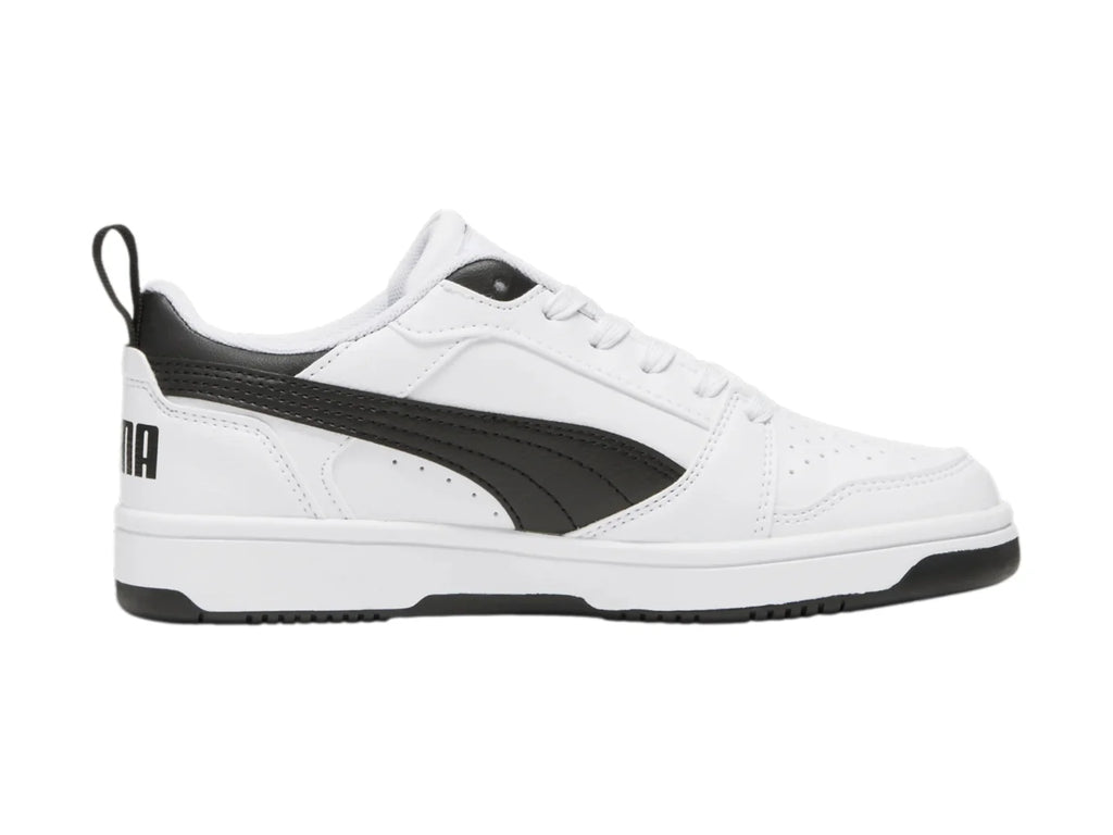 Tenis PUMA Rebound V6 Lo Blanco y Negro para Niño
