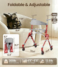 🔥[Hot sale]🔥Ultra Lightweight Foldable Rollator Walker for Adults Dual X‑Design Supports 300 lbs With Foot Brake System Carry Bag Elderly Mobility Aid