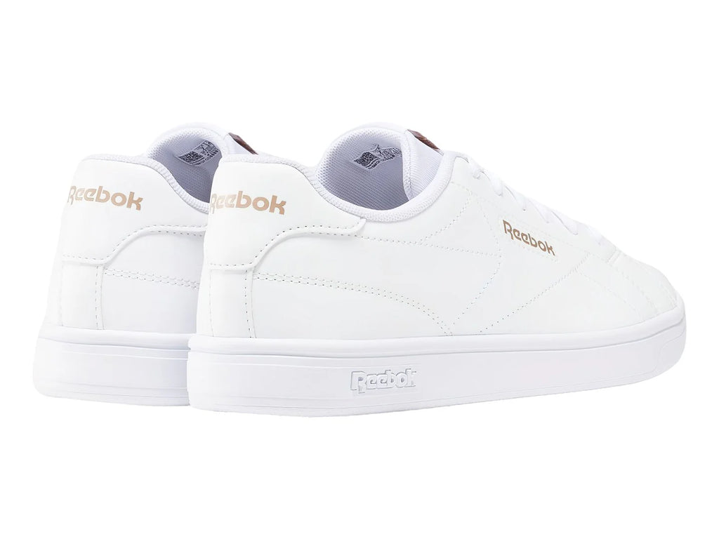 Tenis Reebok Court Clean Blanco y Oro Rosa para Mujer