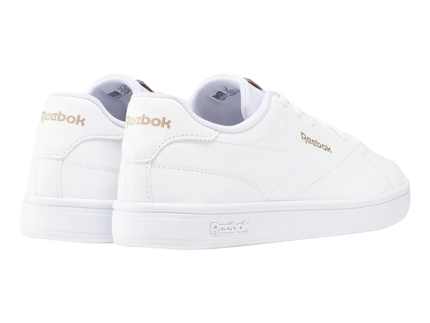 Tenis Reebok Court Clean Blanco y Oro Rosa para Mujer