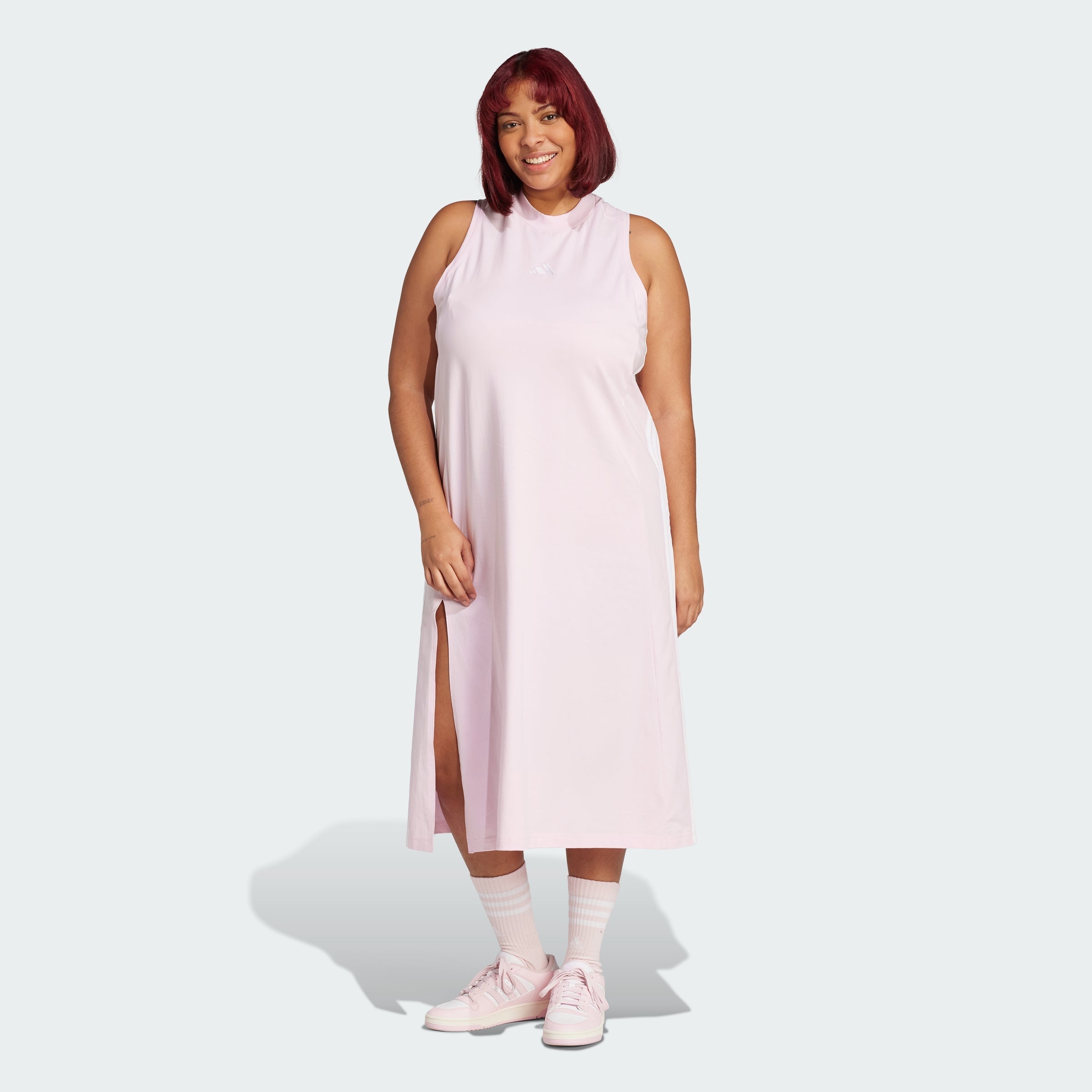 Women's adidas Essentials 3-Stripes Long Racerback Dress (Plus Size)