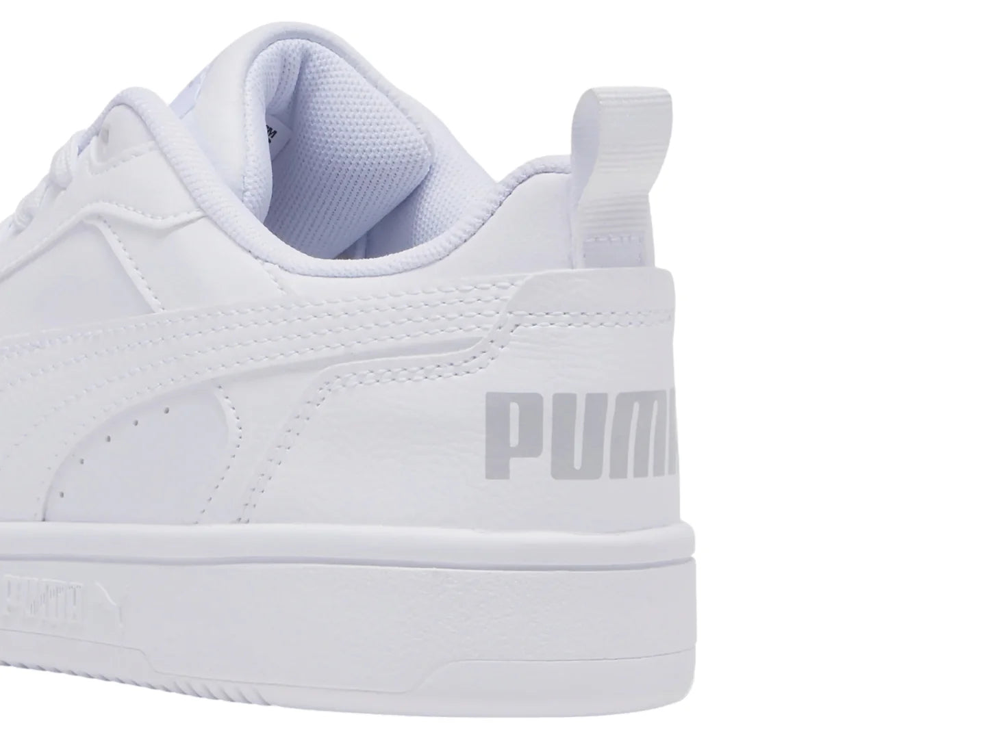 Tenis PUMA Rebound V6 Lo Blancos y Grises para Niño