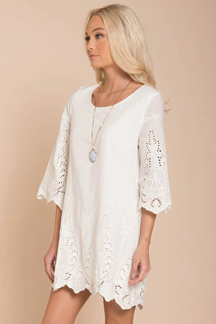 Marina Embroidered Tunic Dress White
