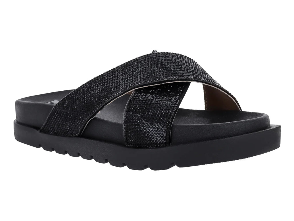 Sandalias Luna Rosa Negro con Pedrería para Mujer