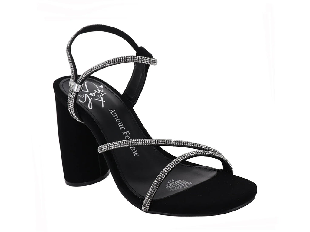Sandalias Clasben Negro con Pedrería para Mujer