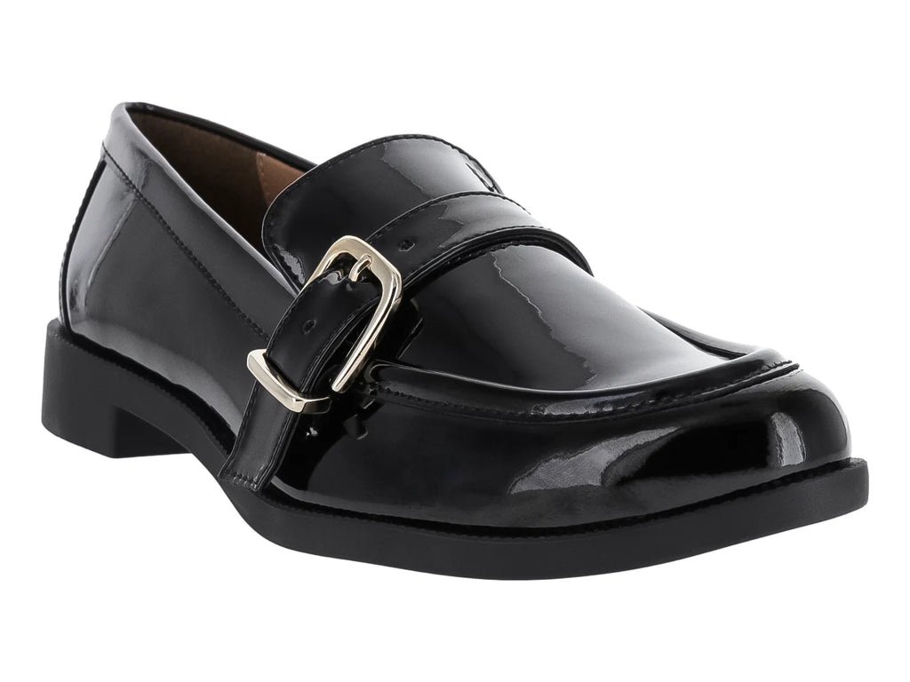 Mocasines Salamandra de Charol Negro para Mujer