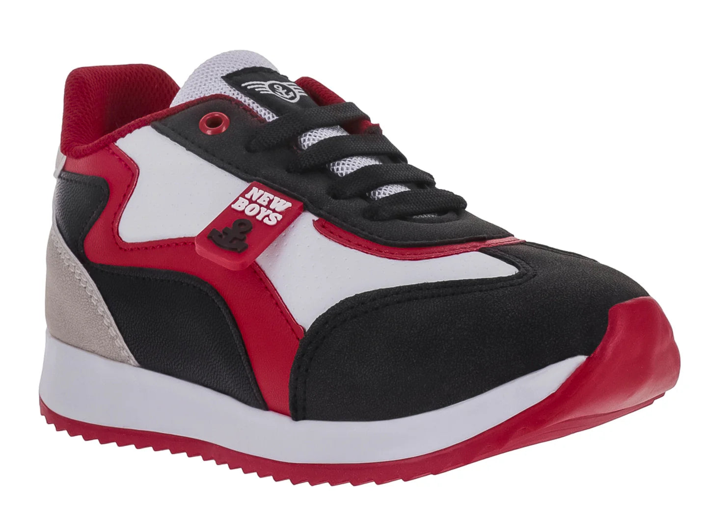 Tenis New Boys Tokyo Negro y Rojo para Niño