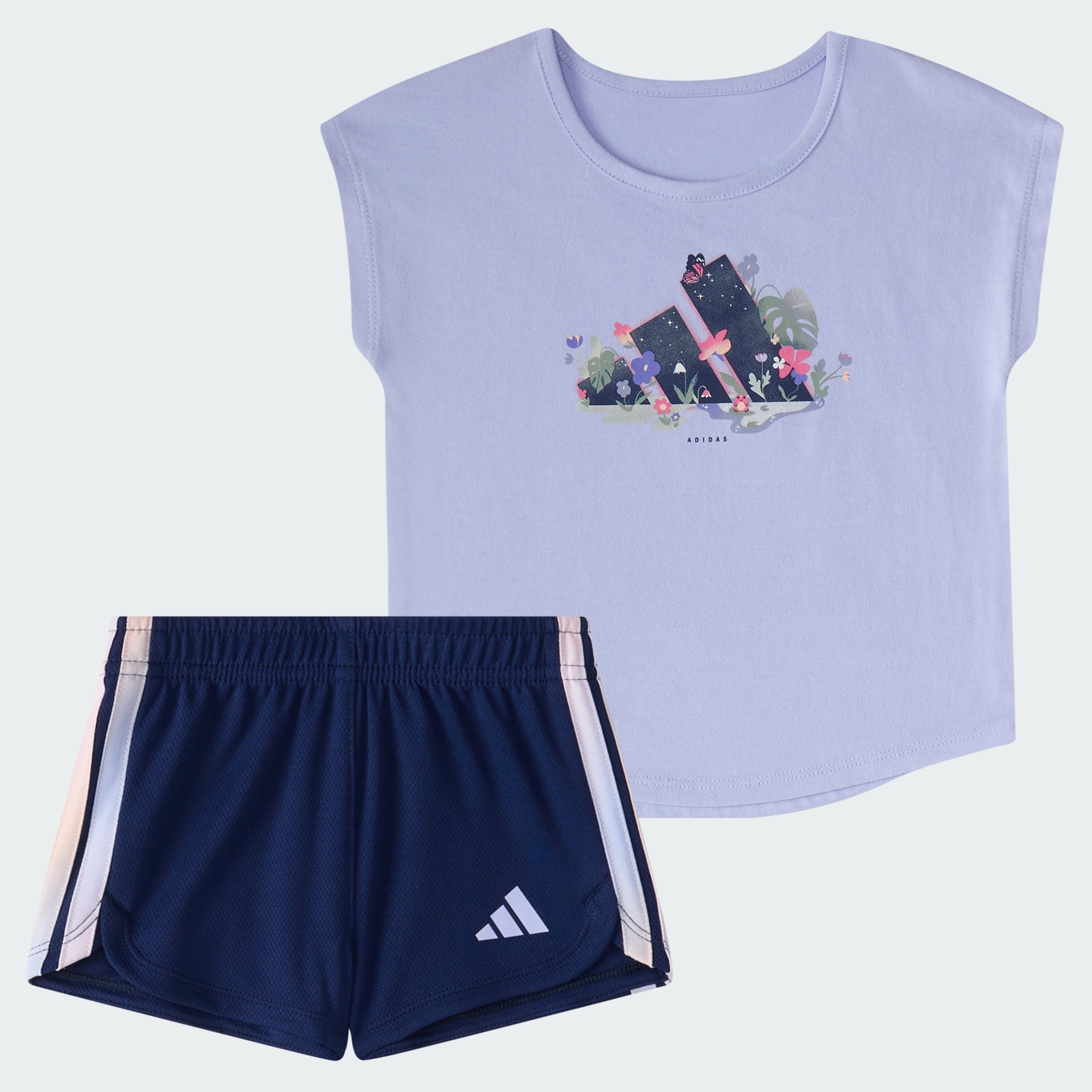 Kids' adidas Two-Piece Short Sleeve Graphic Tee and Mesh Shorts Set