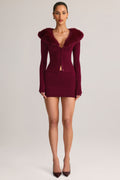 Knit Mid-Rise Mini Skirt in Wine