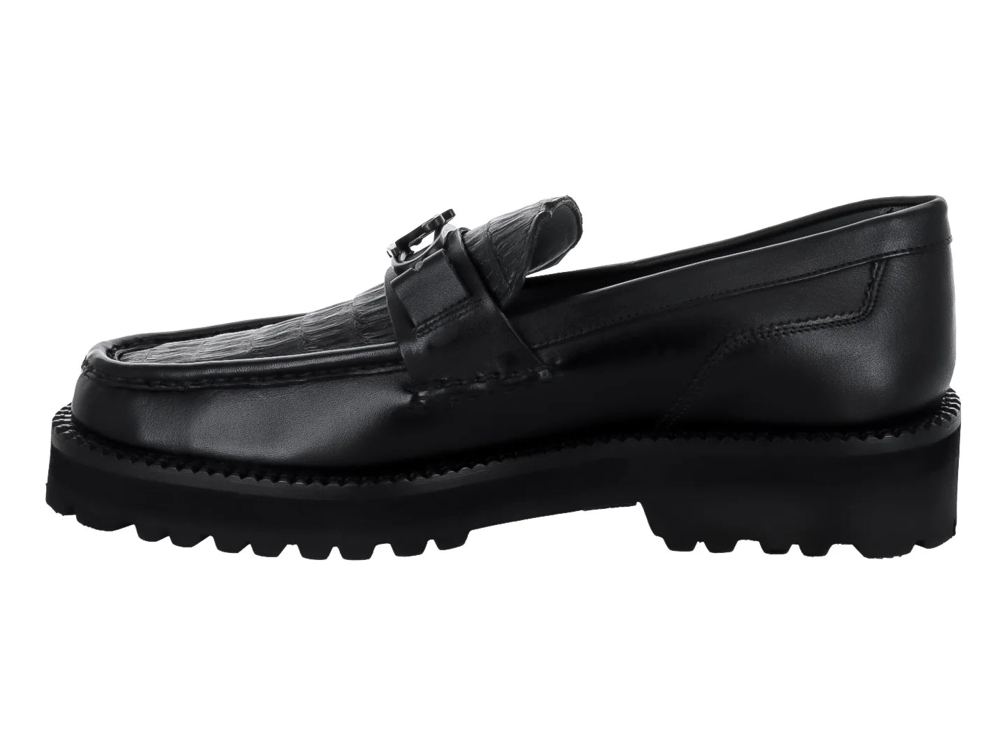 Zapatos Cuadra de Piel de Caimán Negro para Hombre