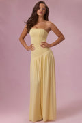 Jersey Strapless Gown in Butter Yellow