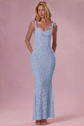 Premium Lace Sweetheart-Neck Gown in Powder Blue