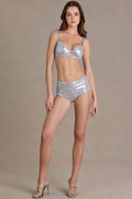Premium Sequin Mesh Bralette in Silver