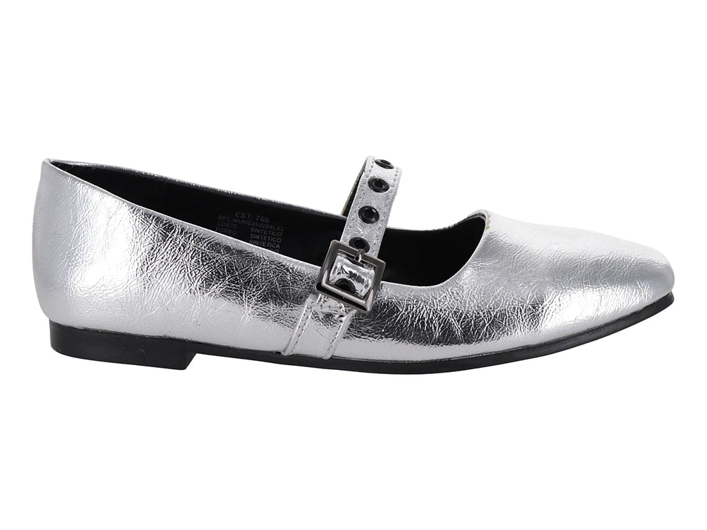 Zapatos Planos Luna Rosa Plata para Mujer