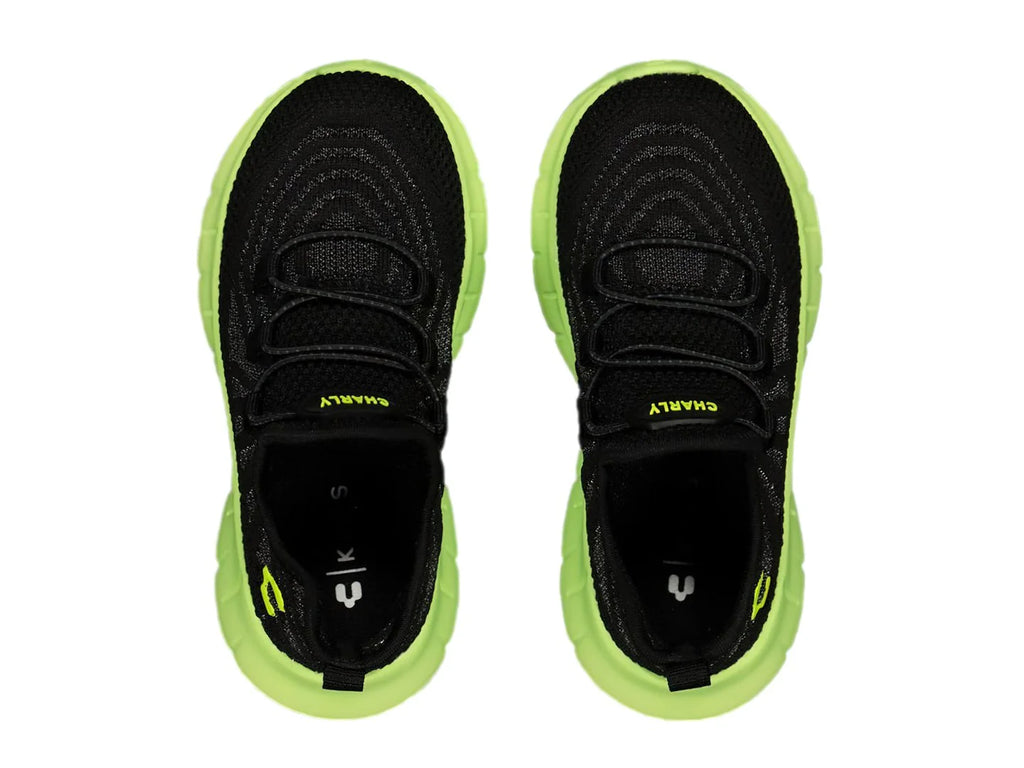 Tenis Charly Negro con Verde Lima para Niño