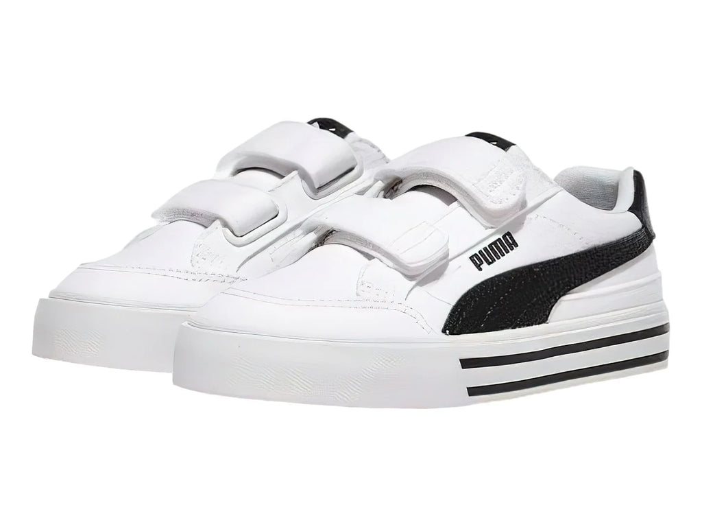 Tenis PUMA Court Classic Vulc Blanco y Negro para Niño