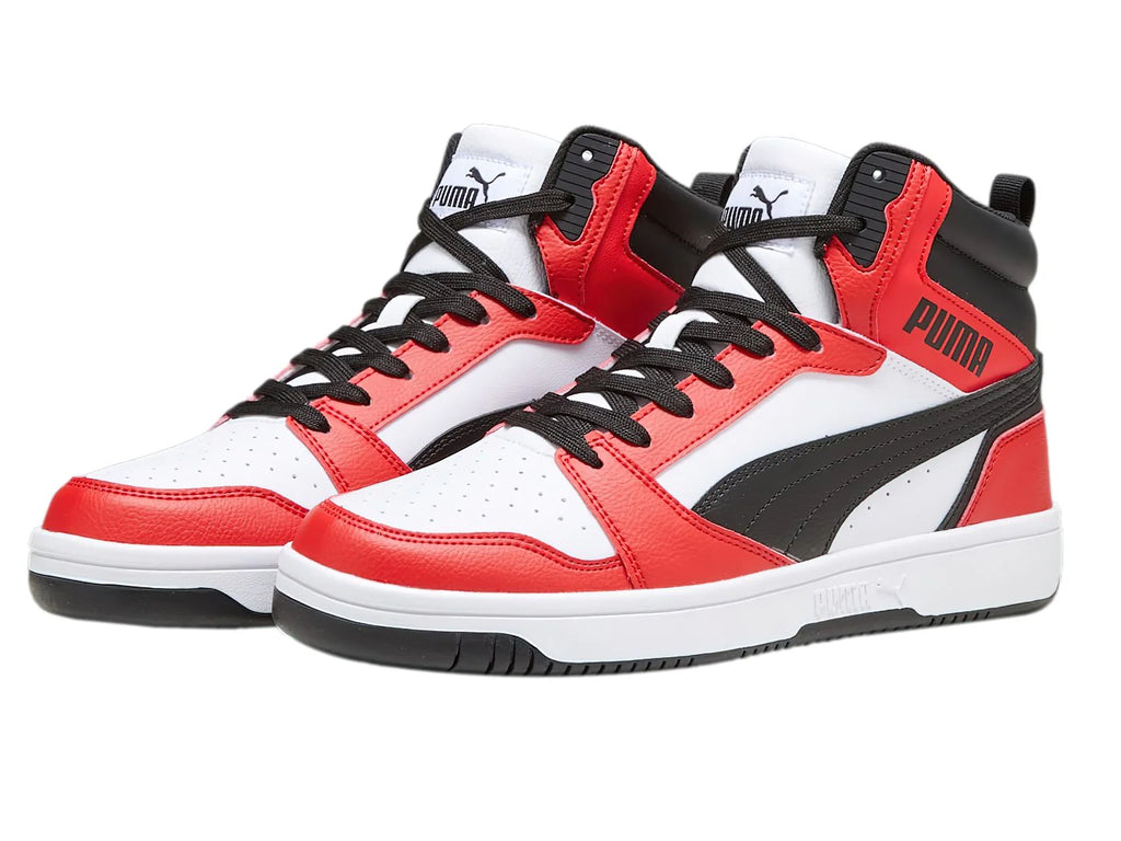 Tenis PUMA Rebound V6 Blanco Negro Rojo para Hombre