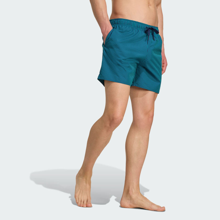 Men's adidas Seersucker Stripy Swim Shorts 5-Inch