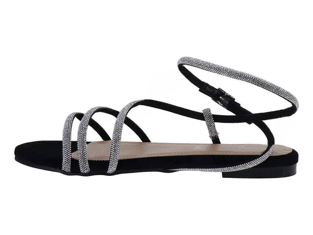 Sandalias Gillio Negro con Cristales para Mujer