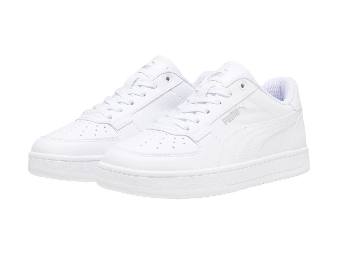 Tenis PUMA Caven 20 Blanco y Plata para Niño
