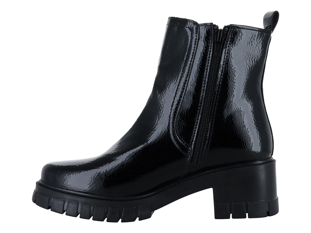 Botines Luna Rosa de Charol Negro para Mujer