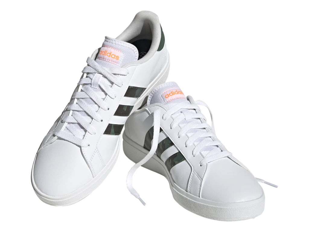 Tenis Adidas Grand Court Base 20 Blancos y Naranja para Hombre