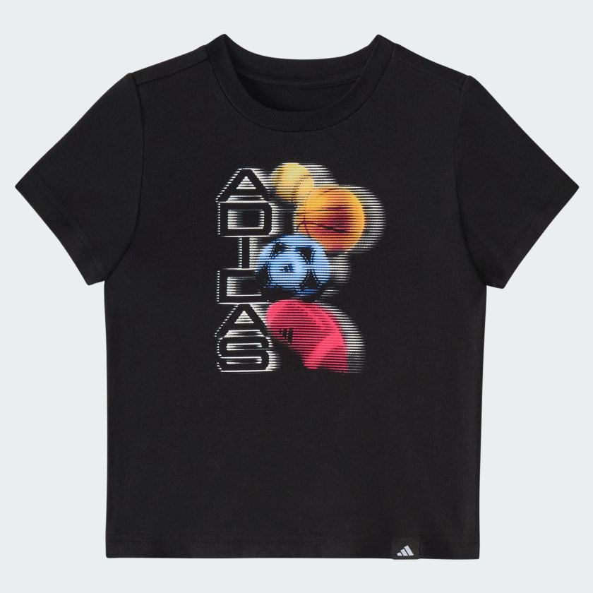 Kids' adidas Two-Piece Short Sleeve Graphic Cotton Tee and 3-Stripes Shorts Set