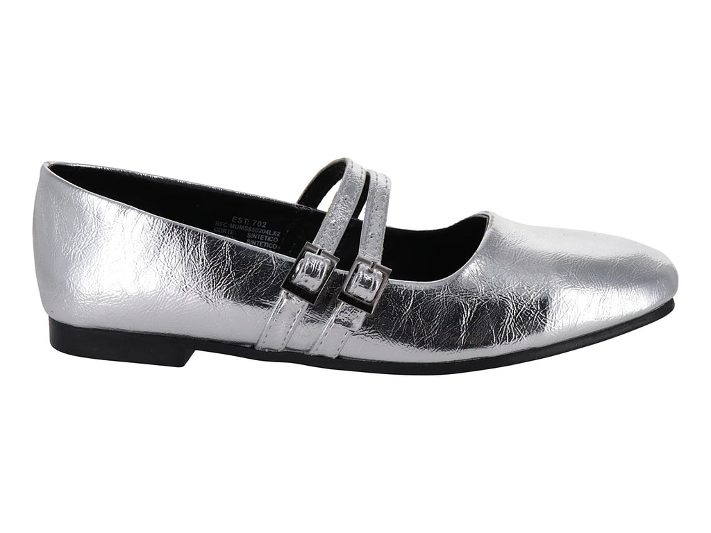 Zapatos Planos Luna Rosa Plata para Mujer