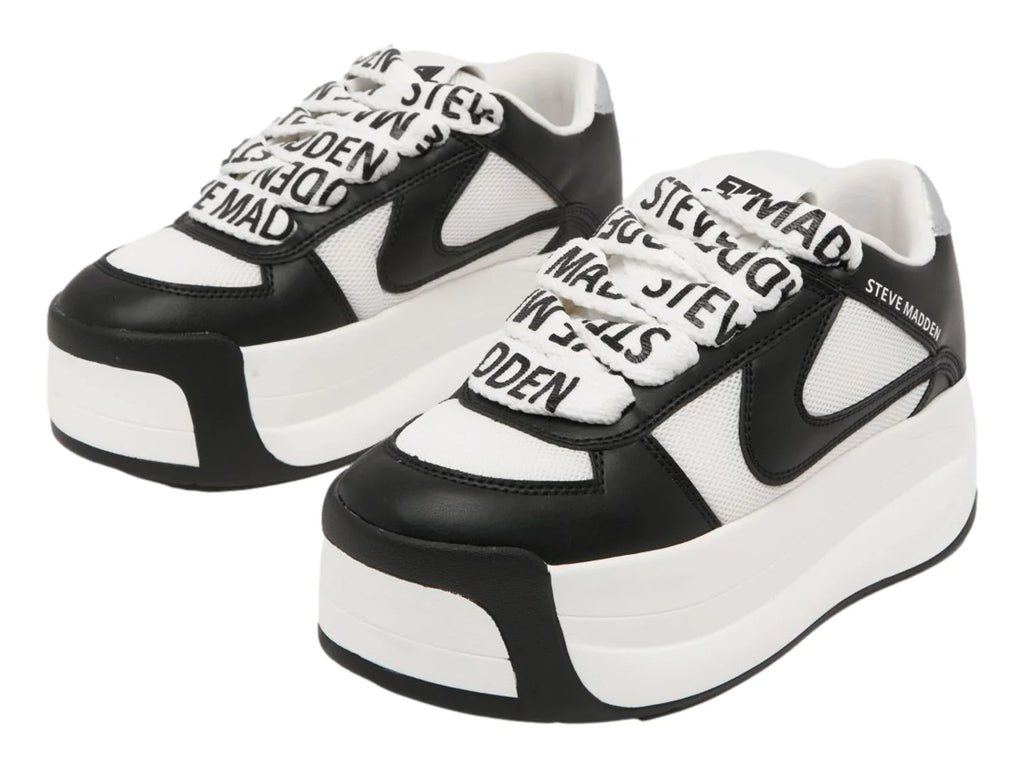 Tenis Steve Madden Charge Up Blanco y Negro para Mujer
