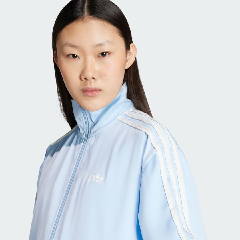 Women's adidas adidas Originals Satin Ruffle 3-Stripes Firebird Track Jacket