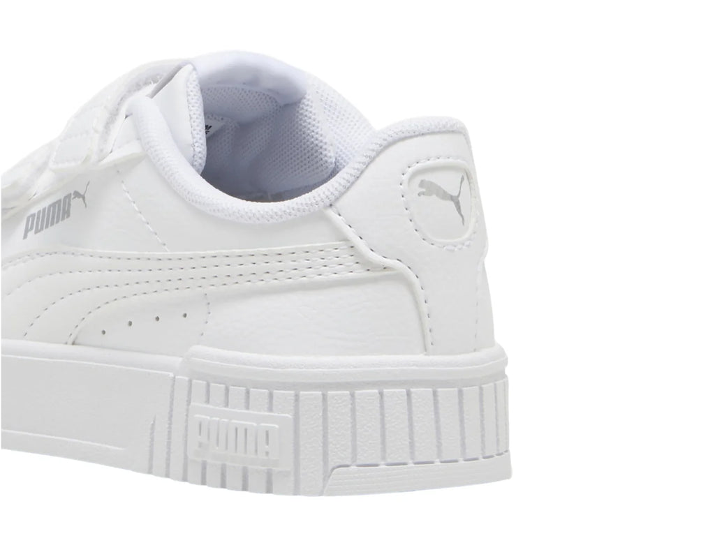 Tenis PUMA Carina 20 V Blanco y Plata para Niña