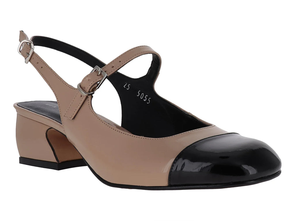 Zapatos de Tacón Via Libera Bicolor Nude y Negro para Mujer