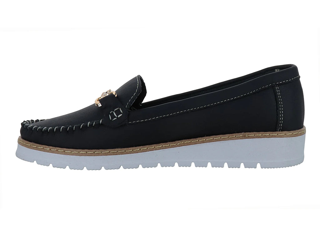 Zapatos Mocasines Luna Rosa Negro para Mujer