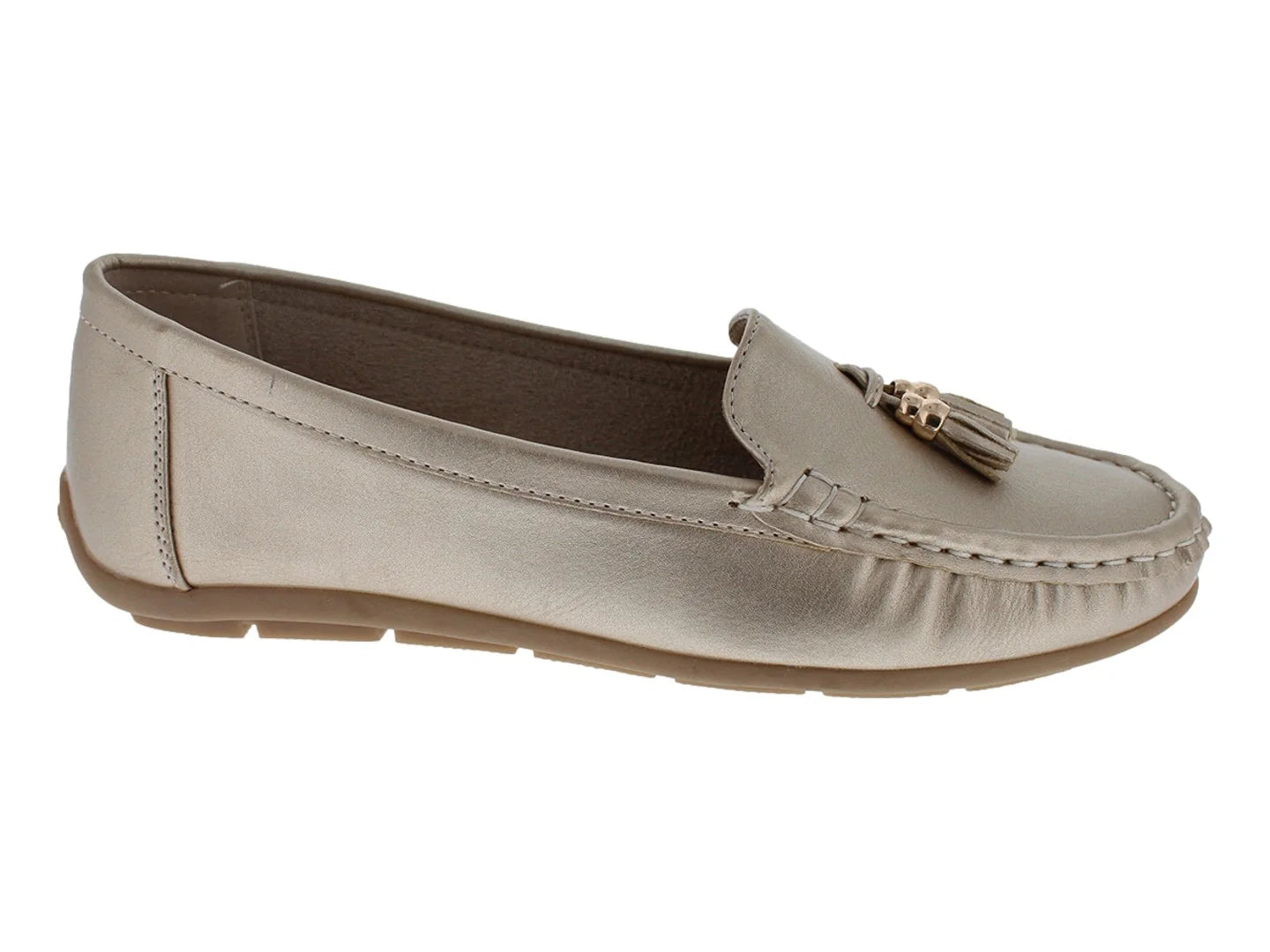 Zapatos Mocasines Comfort Fit Dorado para Mujer
