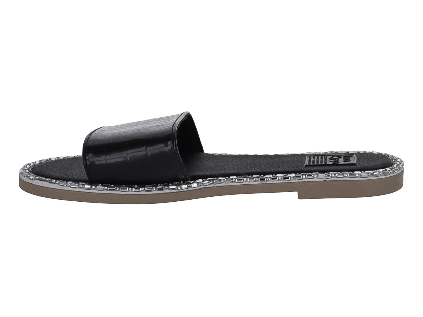 Sandalias Luna Rosa Negro con Piedras para Mujer