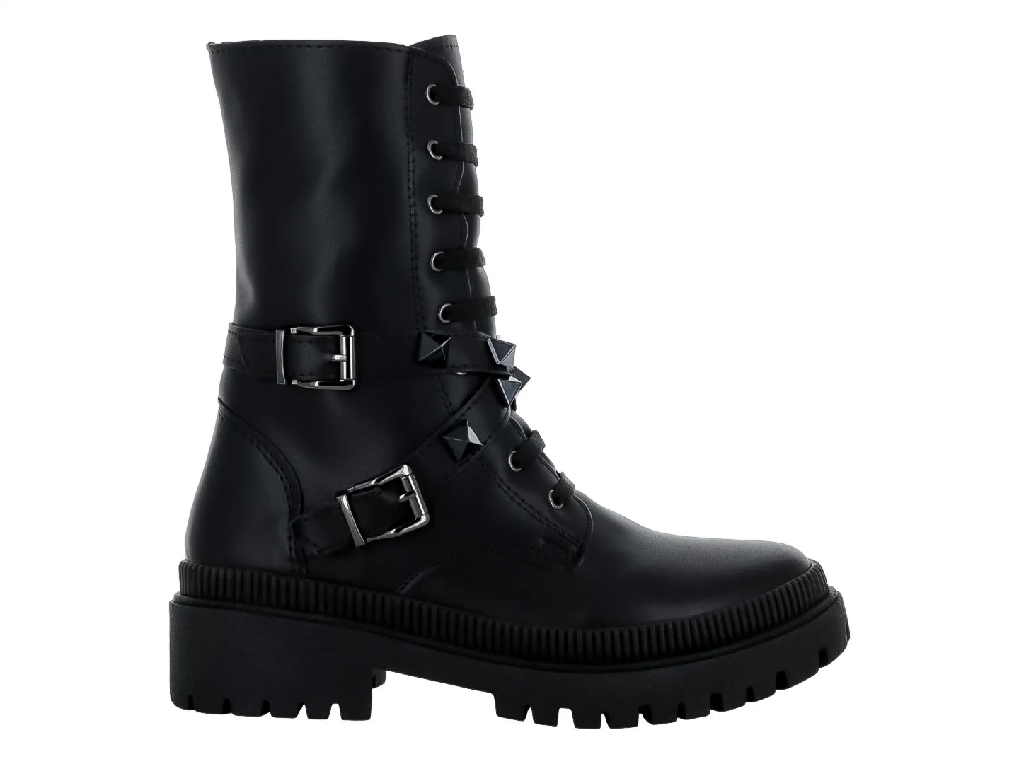 Botines Combat Luna Rosa Negros para Mujer