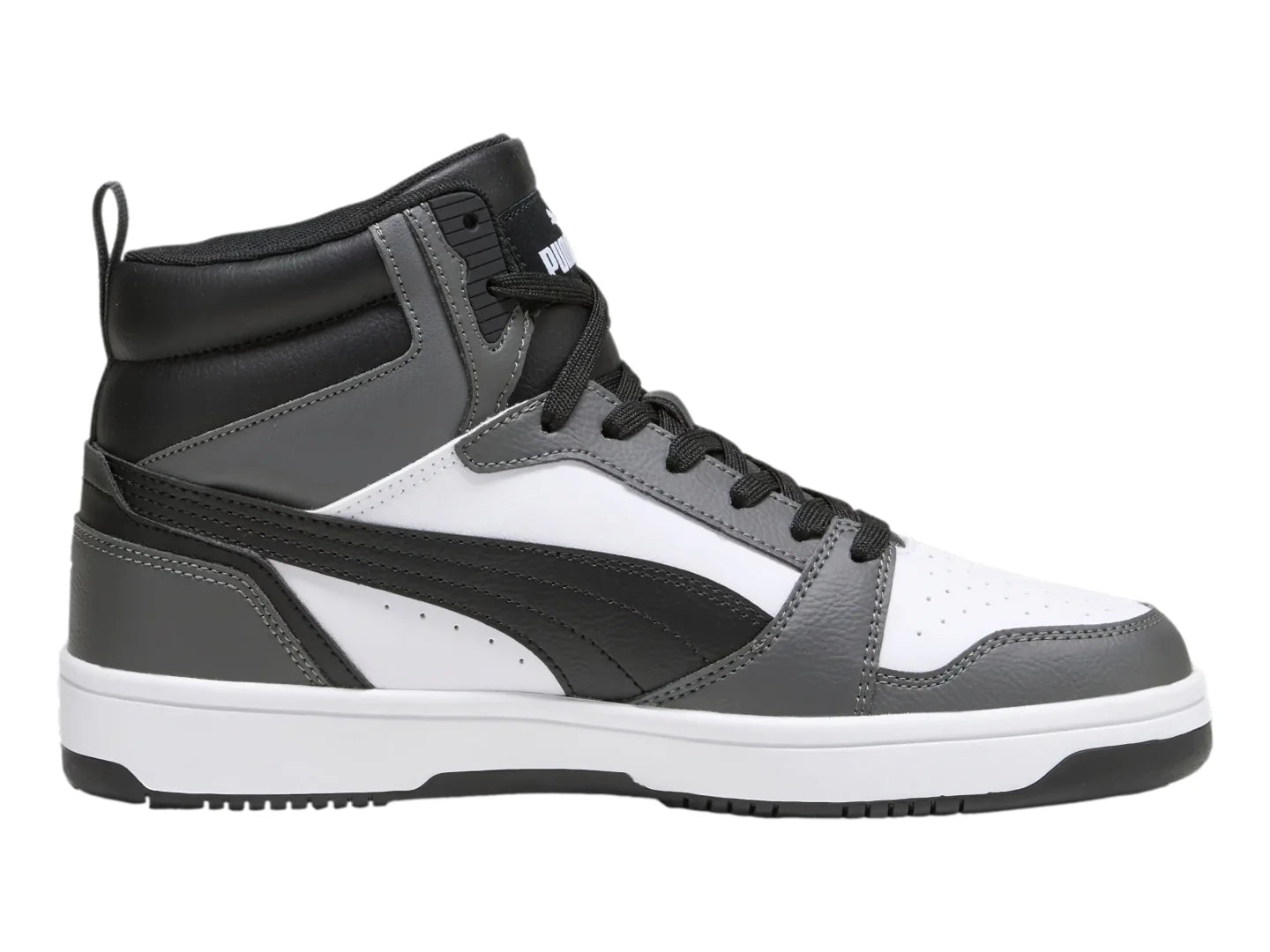 Tenis PUMA Rebound V6 Blanco Negro y Gris para Hombre