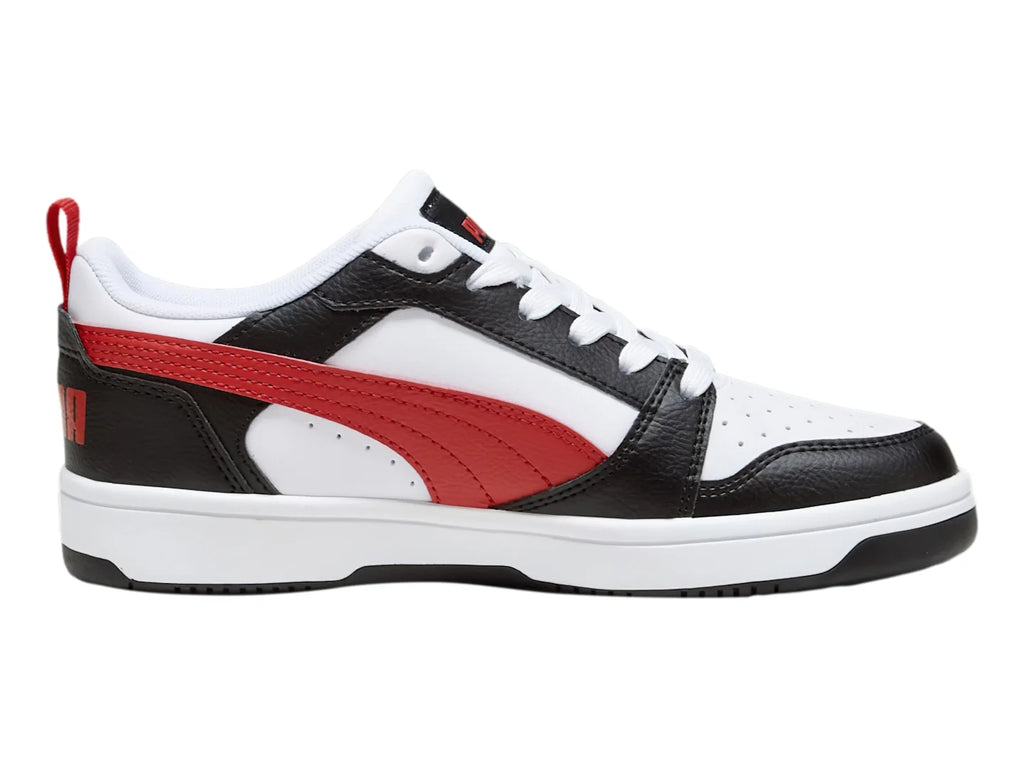 Tenis PUMA Rebound V6 Lo Blanco con Rojo para Niño