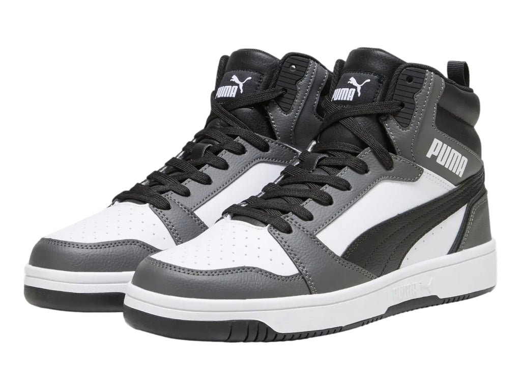 Tenis PUMA Rebound V6 Blanco Negro y Gris para Hombre