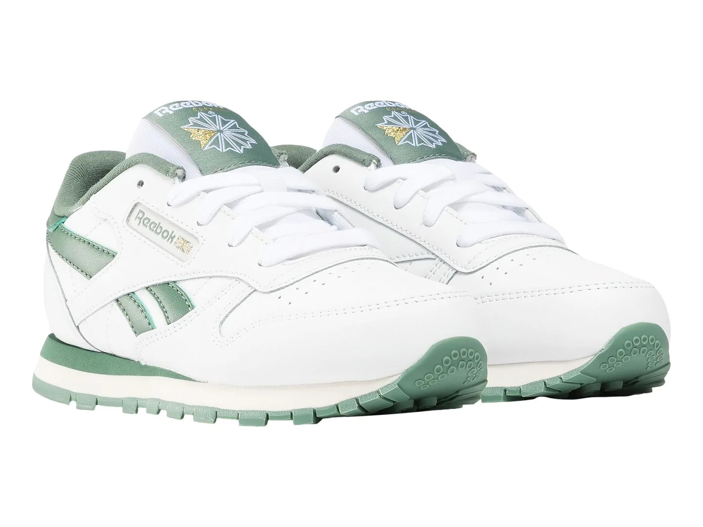 Tenis Reebok Classic Leather Blanco y Verde para Niño