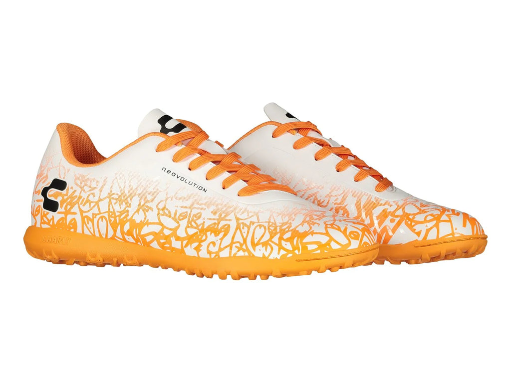 Tenis de Fútbol Charly Blanco y Naranja para Hombre