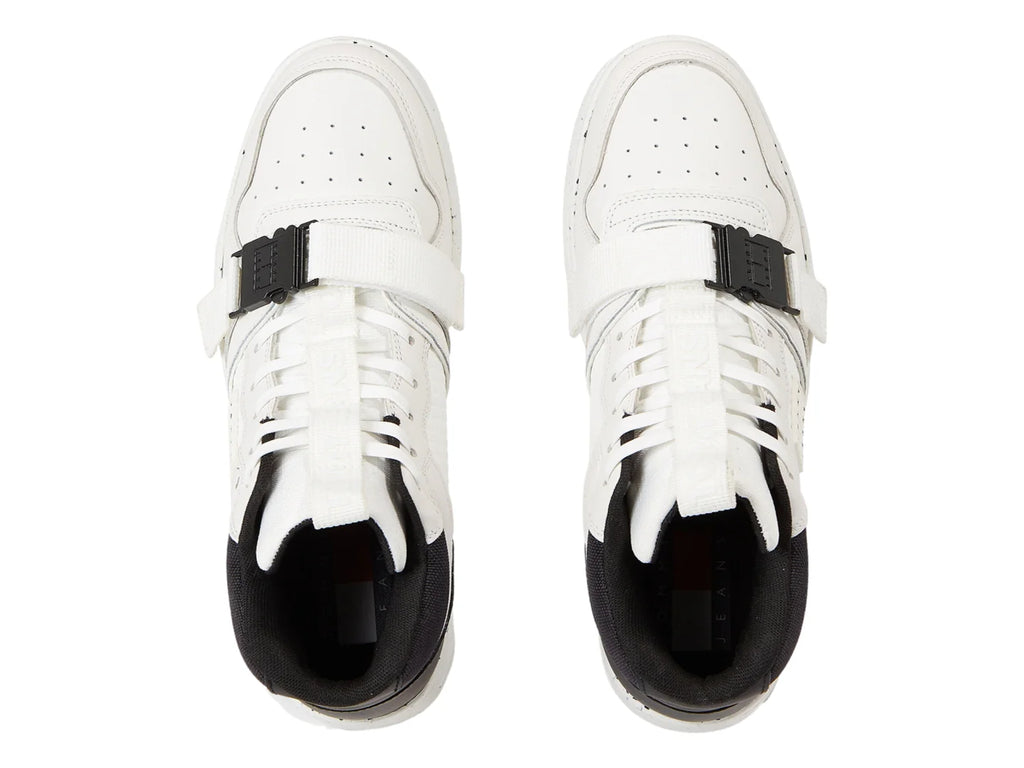Tenis Tommy Hilfiger TJM Basket Leather Mid Blanco y Negro para Hombre
