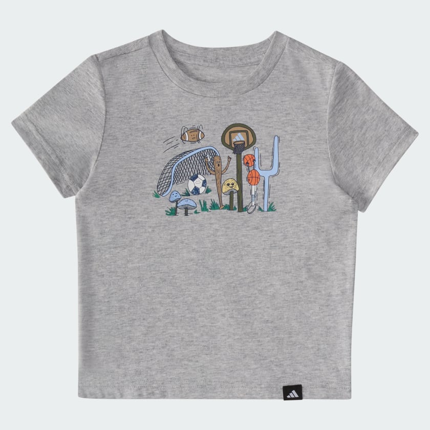 Kids' adidas Two-Piece Short Sleeve Cotton Heather Tee and Elastic Waistband Logo Shorts Set
