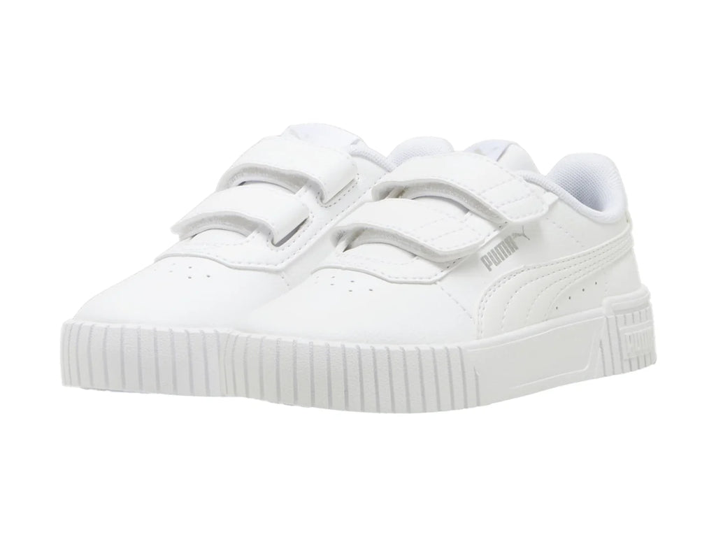 Tenis PUMA Carina 20 V Blanco y Plata para Niña