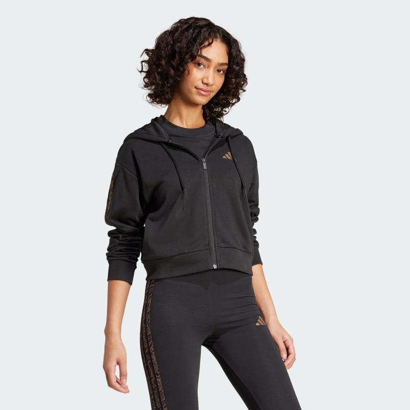 Women's adidas Essentials Seasonals Animal French Terry Full-Zip Hoodie
