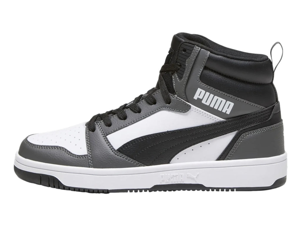 Tenis PUMA Rebound V6 Blanco Negro y Gris para Hombre